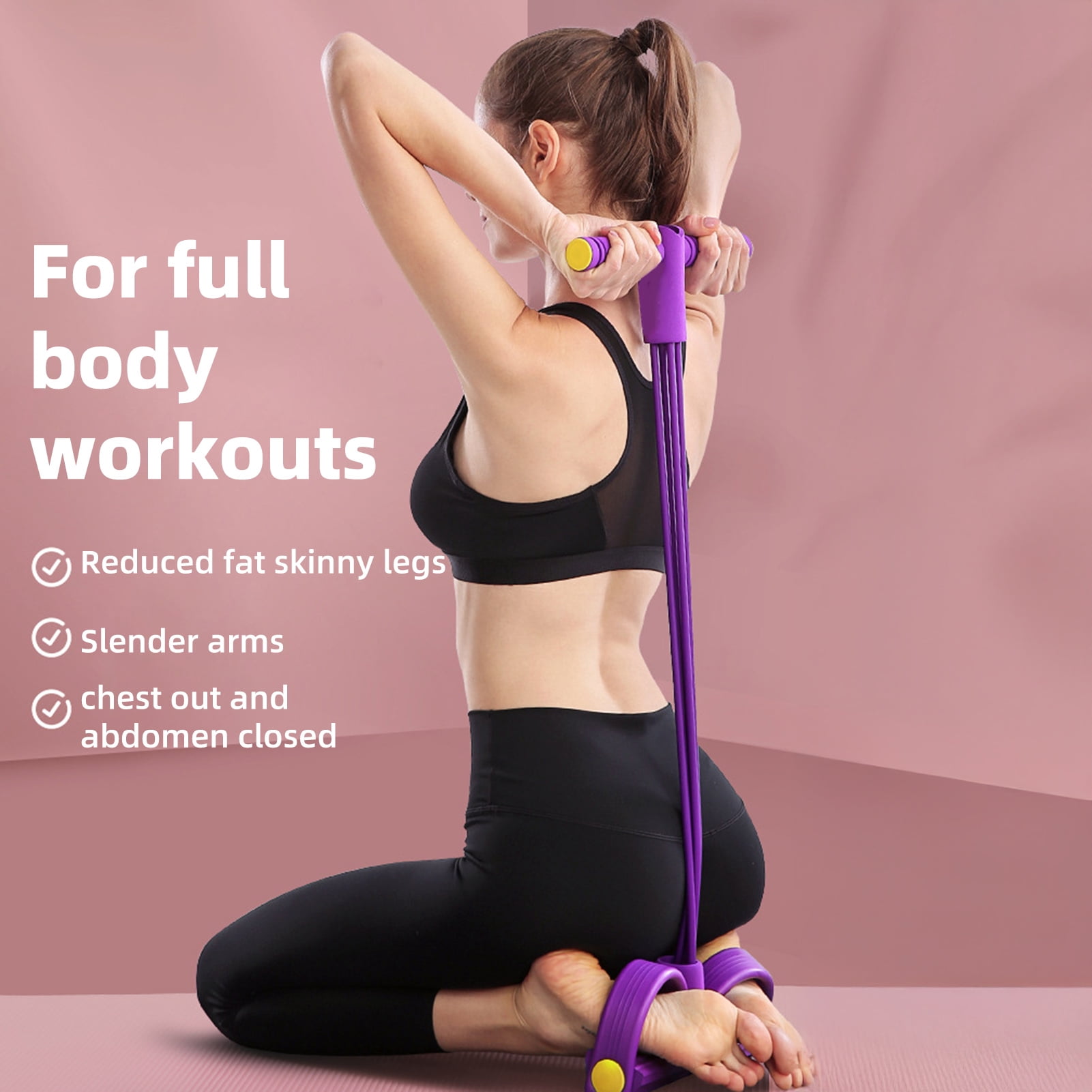 YIFAEUX 4/6-Tube Pedal Puller Resistance Band with Handle Multifunction Elastic Yoga Sit-up Pull Rope Men Women Pedal Tensioner Exerciser Workout Equipment