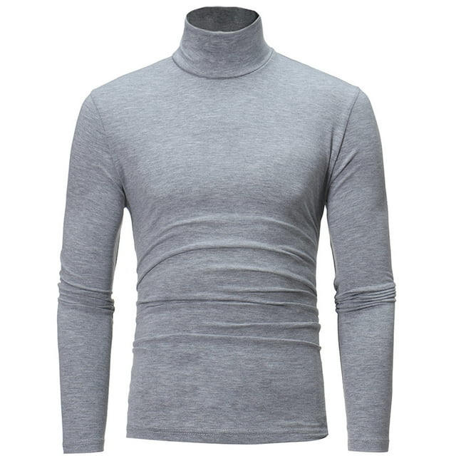 YONGHS T-Shirt à Col Roulé Thermique de Base pour Homme, Coupe Ajustée, Manches Longues, Chandail Décontracté, Gris, TTG