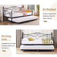 thumbnail image 3 of VECELO Twin Metal Daybed Frame with Trundle, Mattress Foundation Sofa Bed Platfrom with Headboard, No Box Spring Needed, Black, 3 of 9