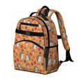 thumbnail image 2 of Hedgehog and Pinecone Orange Pattern Cute School Backpack Bag for School with Padded Back and Adjustable Shoulder Straps 15.25"x11.5"x5.25", 2 of 5