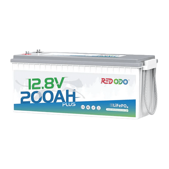 Redodo 12V 200Ah PLUS Lithium LiFePO4 Battery Max 2560W Power Output 200A BMS Protection 4000-15000 Deep Cycles Perfect for Home Applications, RV, Marine, Solar Panel Chargeable