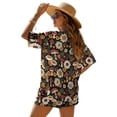thumbnail image 2 of Xoenoiee Mushroom Daisy Flower Print 2 Piece Outfits Set Short Sleeve Cardigans for Women Lightweight Summer Cardigan Casual Fit Beach Cover Up with High Waisted Shorts, L, 2 of 7