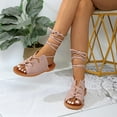 thumbnail image 5 of Mqqzkk Women Flat Sandals Summer Comfortable Casual Beach Slipper Ankle Strap Strappy Walking Sandals Lace Up Drawstring Shoes, 5 of 9