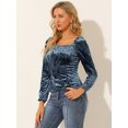 thumbnail image 4 of INSPIRE CHIC Blouse en Velours à Col Carré et Manches Longues pour Femmes, 4 of 6