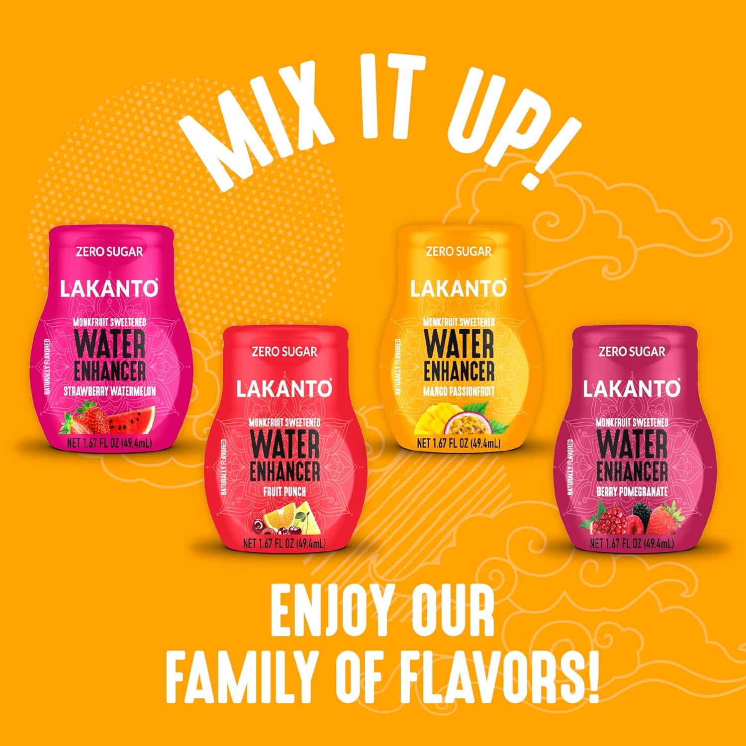Lakanto Sugar Free Water Enhancer - Sweetened with Monk Fruit Sweetener and Erythritol, On the Go Liquid H2O Hydration, Zero Sugar, Naturally Flavored - Mango Passionfruit (1.67 fl oz - Pack of 6)