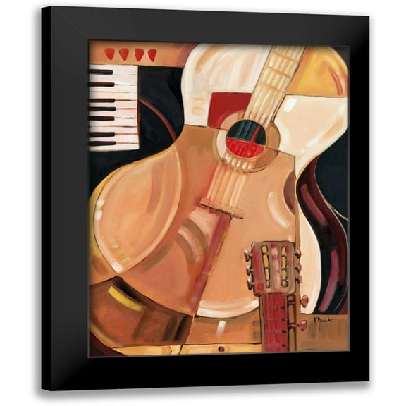 Brent, Paul 12x14 Black Modern Framed Museum Art Print Titled - Abstract Guitar