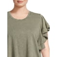 thumbnail image 3 of Terra & Sky Women's Plus Size Flutter Sleeve Knit Top, 3 of 5