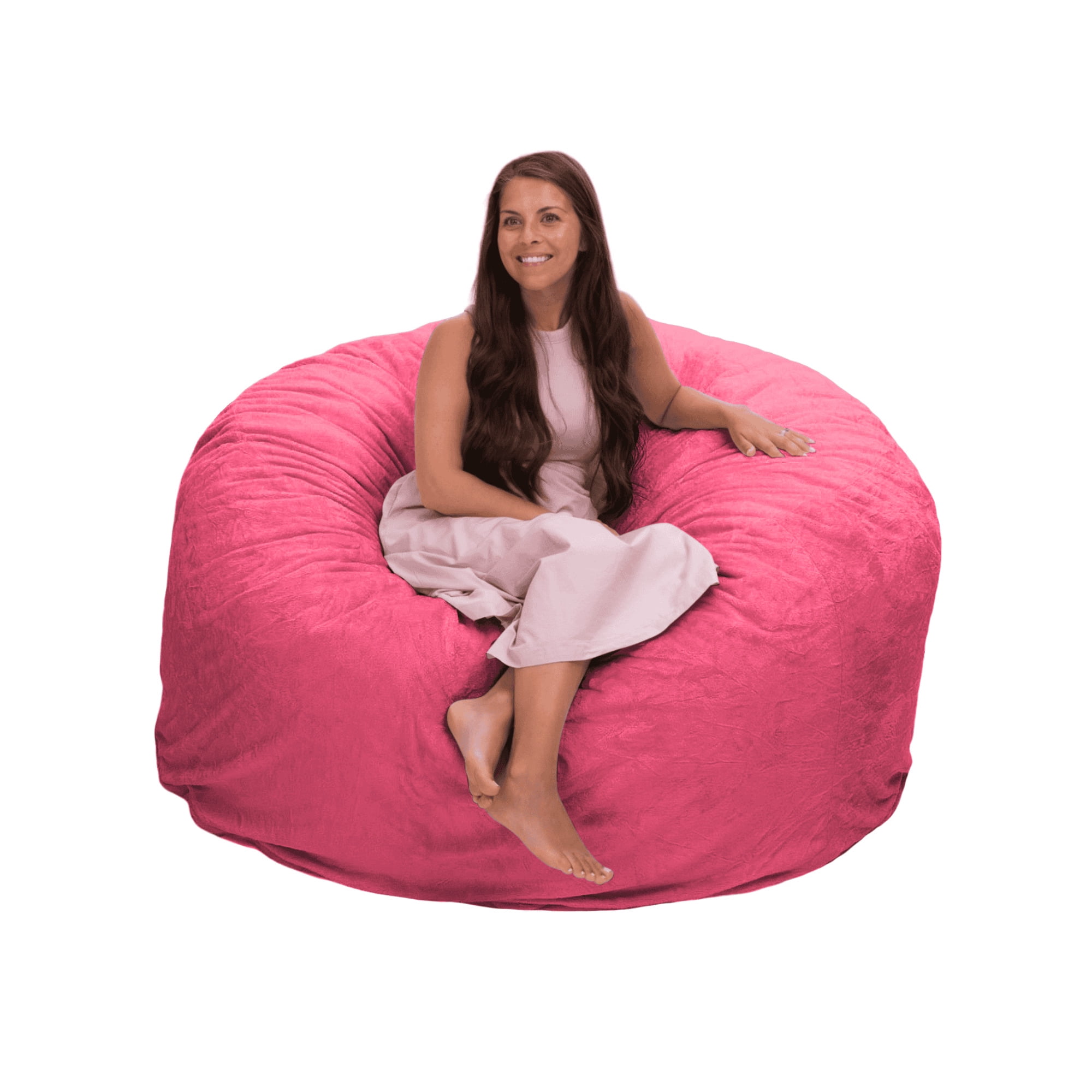 Ultimate Sack 5000 5-Foot Bean Bag Chair Oversized Foam Lounger, Brown Fur Cover