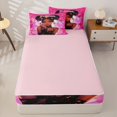 thumbnail image 4 of Homewish Chic Black Girls Zipper Twin Comforter Sets with Fitted Sheet and 2 Pillowcases,Cute 3D Pink Loves Glitter Print Zipper Bedding Set For Kids,Pink Reversible,4-Piece, 4 of 7