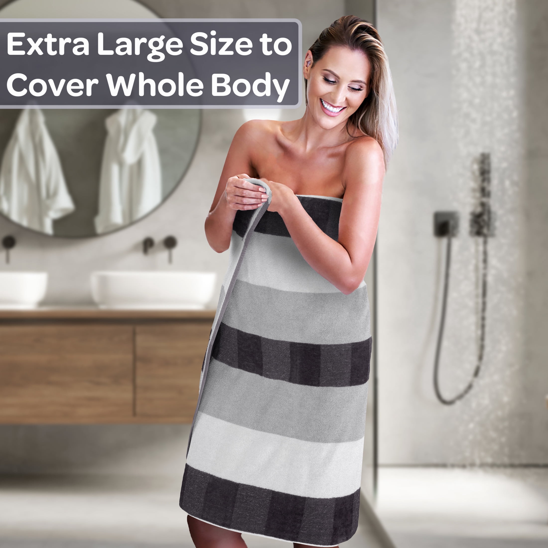 Lavish Home 6PC Towel Set - 525GSM Cotton Bathroom Accessories (Charcoal)