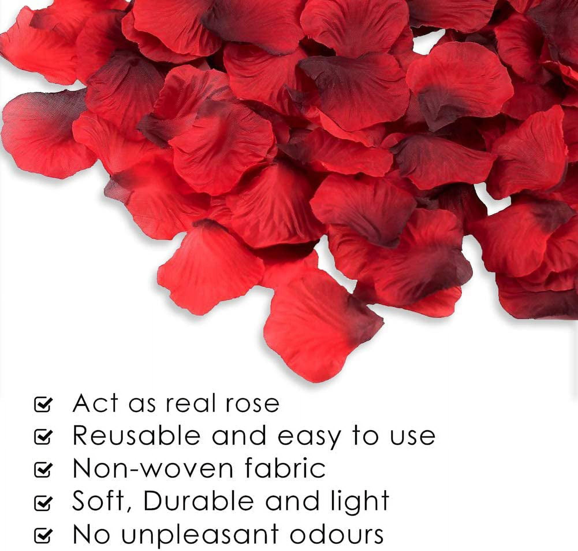 XMASOLDECOR 1000 Pcs Dark Red Rose Petals, Artificial Flowers Rose Petals  for Romantic Night, Wedding Party, Bathroom, Valentine's Day, Romantic