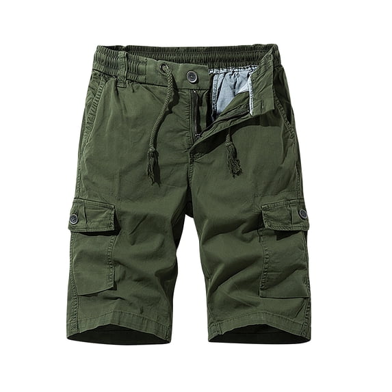 Lilgiuy Men's Summer Solid Outdoors Casual Have Pockets Button Zipper Drawstring Sport Shorts Pants Training Fishing Jogger Clearance