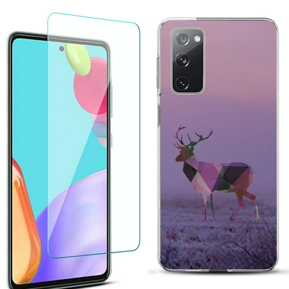 Slim-Fit Protective Phone Case for Samsung Galaxy S20 FE 5G Fan Edition, with Tempered Glass Screen Protector, by OneToughShield ® - Deer/Polygon