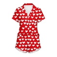 thumbnail image 3 of BaoFuBaoMei Button up Pajamas Women Shorts Set 2 Piece Heart Printed Pjs Sleepwear Short Sleeve Tops and Shorts Loungewear Cozy Soft Sleepwear, 3 of 7