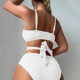 thumbnail image 3 of UTSJKR Women's Solid Color Loose Fit Two Piece Bikini, Wire Free Casual Bathing Suit, Summer Pool Side Basic Swimwear White S, 3 of 5
