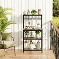 thumbnail image 6 of Kitchen Bakers Rack with Hutch, Coffee Bar Station 4 Tiers, Microwave Oven Stand with 6 S Hooks and Pegboard, Kitchen Microwave Rack for Spice Organizer Workstation, Black, 6 of 8