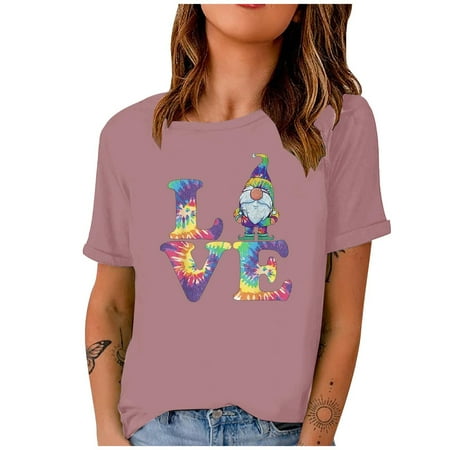 

Workout Tops for Women Flannel Shirts for Women Women Casual Valentine s Day Short Sleeve Digital Printing Round Neck Loose T-Shirt Blouse Tops Cute Tops for Women Tops for Women Arrival Pink M