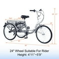 thumbnail image 4 of Fomas 7 Speed Tricycles 24" Cruiser Bike with Low-Step Through Frame/High Three Wheel 24 Wheels Large Basket for Unisex  Women Men Seniors, 4 of 6