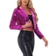 thumbnail image 4 of CHAQUETA DE LENTEJUELAS PARA MUJER INSPIRE CHIC, CHAQUETA DE FIESTA CON SOLAPA, ABIERTO, CROP, BRILLO, CARDIGÁN, TALLA XL, ROSA FUERTE, 4 of 6