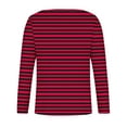 thumbnail image 3 of CLOISE Tees for Women Fall Fashion Striped Blouses V-Neck Long Sleeve Tees Comfy Color Block Basic Tops Y2k Outfits Wine M, 3 of 4