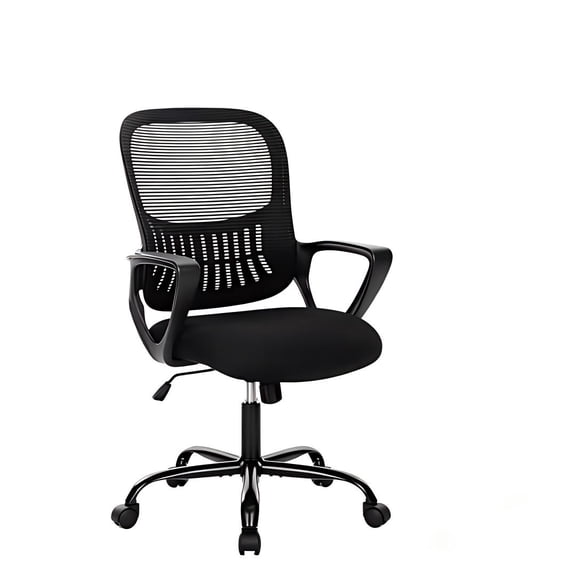 CONCETTA Home Office Mid Back Mesh Desk Chair with Comfortable Armrests and Cushion, Dark Black
