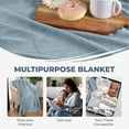 thumbnail image 5 of BNM Basketweave Cotton Blanket, Throw, Light Blue, 5 of 12