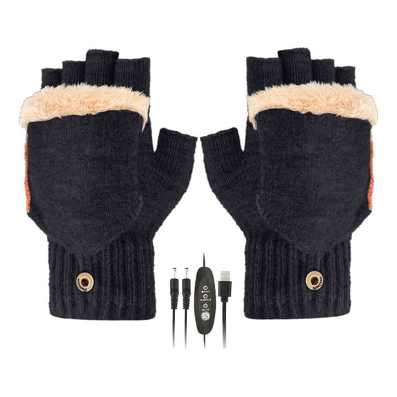 Clearance! gloves winter gloves women Men's Women's USB Heated Gloves KKUYT Heated Winter Gloves 3 Heating Levels Winter Hands Warm Laptop Gloves Knitted Heating Warmer Full & Half Fingerless Glove