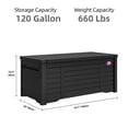 thumbnail image 2 of Dextrus 120 Gallon Large Lockable Deck Box,Outdoor Resin Louvered Storage box with Stickers,for Patio, Waterproof, Lockable,Black, 2 of 6