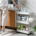 thumbnail image 4 of Modern Home 4 Tier Narrow Sliding Storage Organizer Rack - Laundry/Bathroom/Kitchen Rolling Cart (White), 4 of 7