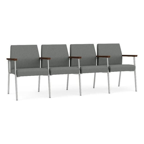 Mystic Reception Waiting 4-Seat Tandem Seating / Silver Steel / Light Gray