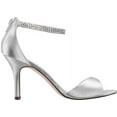 thumbnail image 3 of NINA Womens Silver Crystal Like Beaded Detail Flexible Outsole Ankle Strap Cushioned Volanda Almond Toe Stiletto Zip-Up Dress Sandals Shoes 8.5 M, 3 of 6