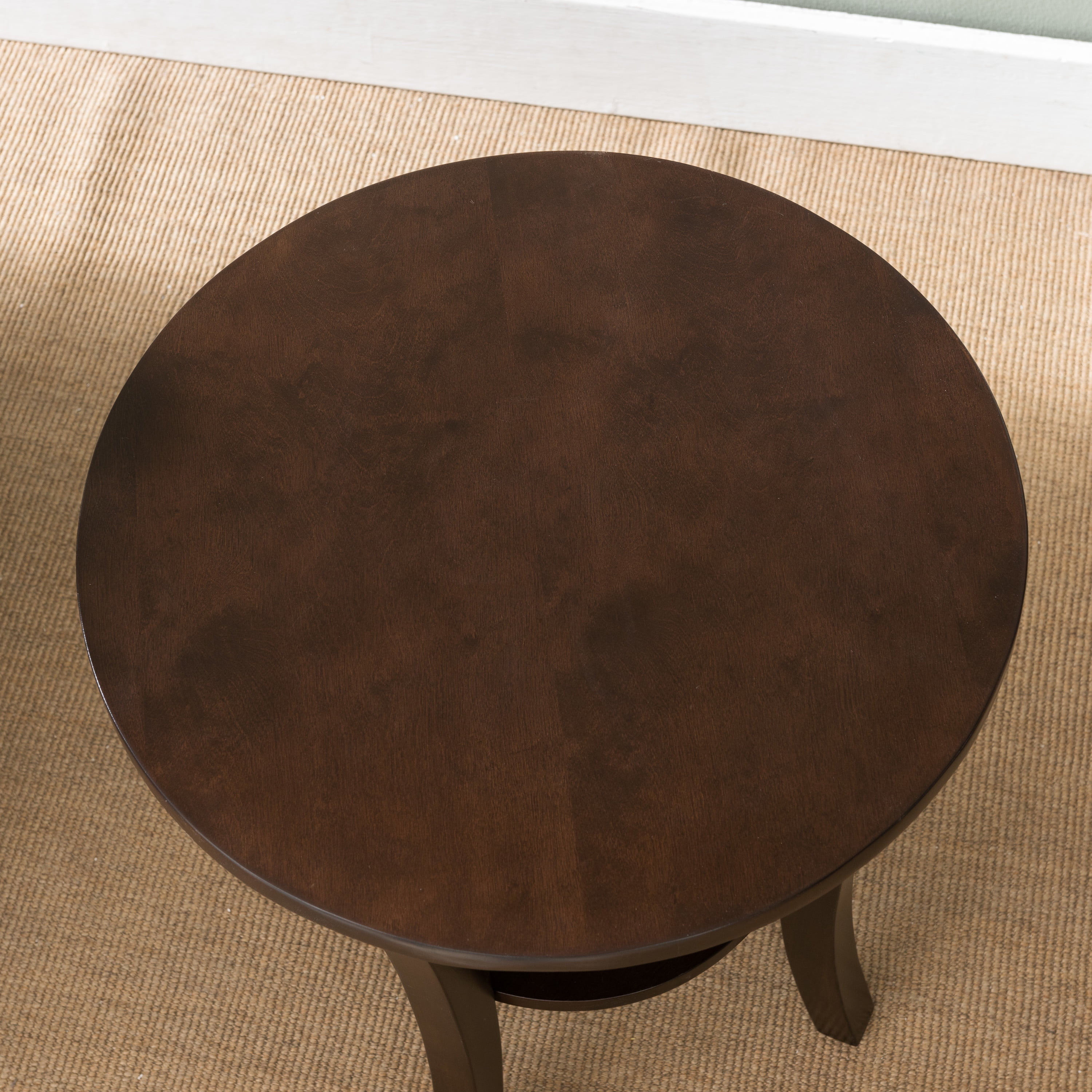 Leick Home Boa Solid Wood Round End Table with Shelf, Chocolate Oak