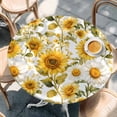 thumbnail image 3 of Watercolor Sunflowers Round Fitted Table Cover Yellow Green Leaf Vintage Country Waterproof Table Cloth with Elastic Edge Wipeable Tablecloth for Picnic Camping Party Fits 45"-54" Diameter, 3 of 8