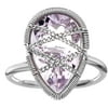 Sterling Silver Hand-Wrapped Teardrop Amethyst Stone Ring