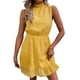 thumbnail image 3 of VISgogo Mini vestido para mujer, elegante, sin mangas, cuello alto, sólido, verano, casual, citas, vestido de una línea VISgogo moda, 3 of 7