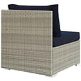 thumbnail image 4 of Modern Contemporary Urban Design Outdoor Patio Balcony Garden Furniture Sofa Middle Chair, Sunbrella Rattan Wicker, Navy Blue Light Gray, 4 of 4