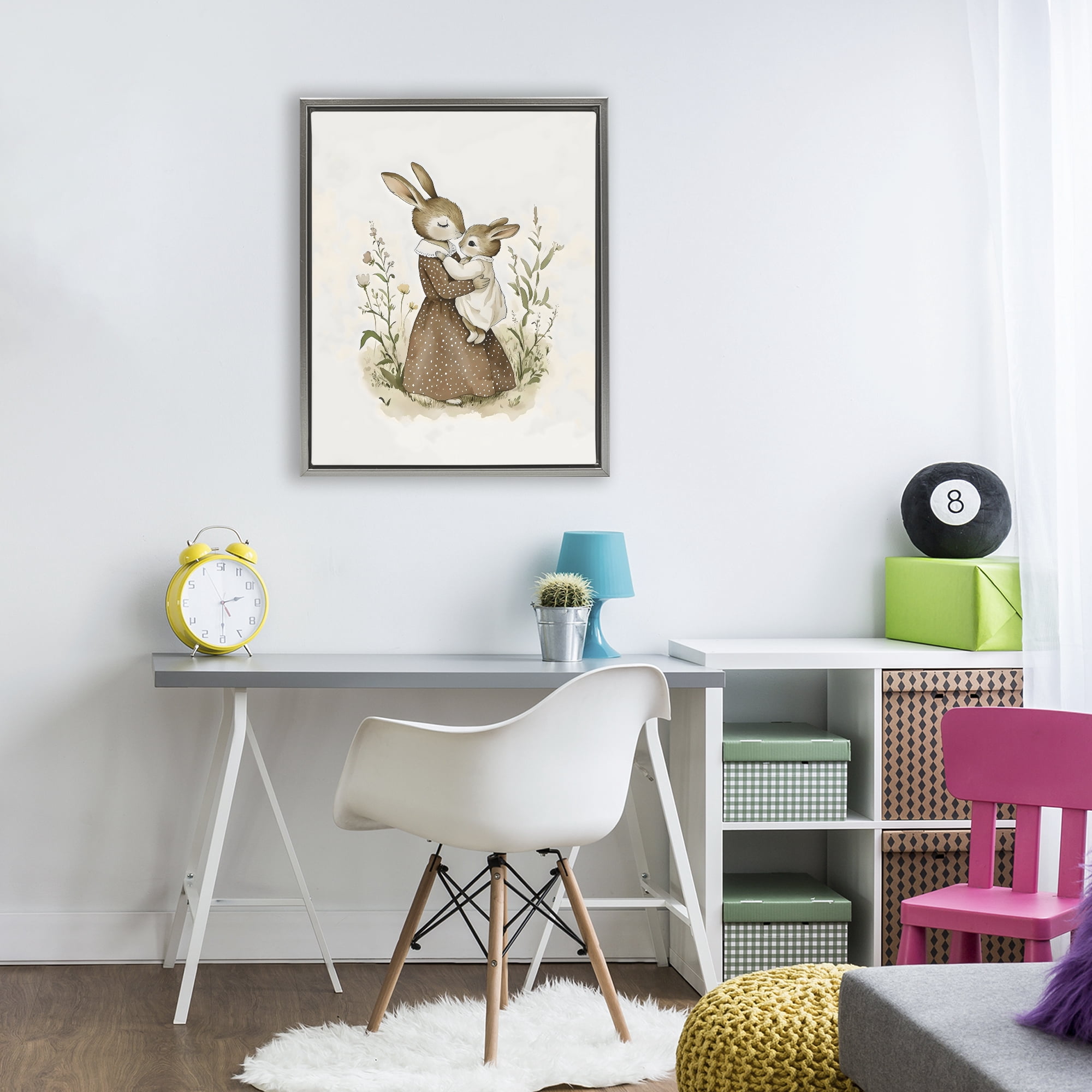 Stupell Industries A Mother's Love Rabbits Gray Framed Floater Canvas Wall Art, design by Arlington Prints
