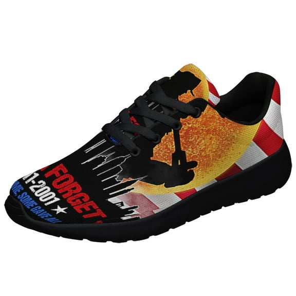 Patriot Day 911 Never Forget September 11th Firefighters Shoes Sneakers Black Size 3.5