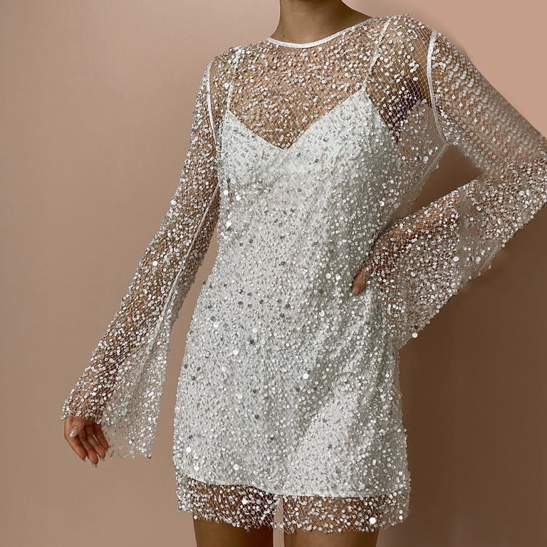slim fit dress slacks White Matte Crepe Crystals Cap Sleeve Two-Piece Dress