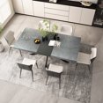 thumbnail image 2 of Miniyam 55"–70.8" Extendable Dining Table for 4–8, Durable MDF Tabletop with Rounded Corners and Heavy-Duty Metal Base, Dark Gray, 2 of 7