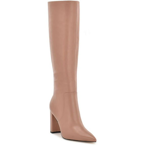 Nine West Womens Danee Solid Leather Knee-High Boots