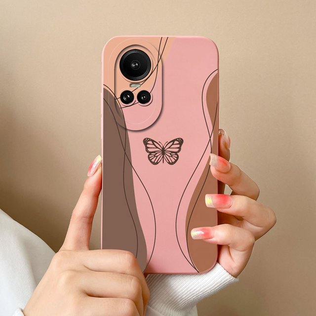 Cases For Oppo Reno 10 Pro 5G Heart Butterfly Full Protection Soft Liquid Silicone Black Phone Cover For Oppo Reno10Pro Funda TYP215 OPPO Reno 10 Pro