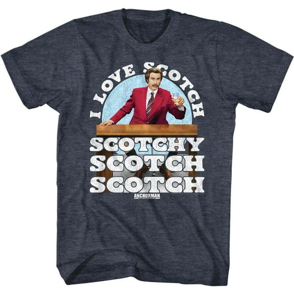 Anchorman I Love Scotch Navy Heather Adult T-Shirt