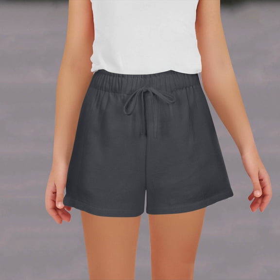 ITSAME Shorts for Girls, Elastic Waist Cotton Loose Fit Summer Casual Fashion Comfortable Shorts Gray 9T