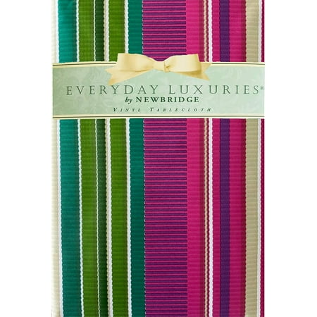 

Newbridge Fiesta Southwestern Stripe Vinyl Flannel Backed Tablecloth Bright Bold Stripe Waterproof Patio Kitchen Tablecloth 60” x 102” Oblong/Rectangle