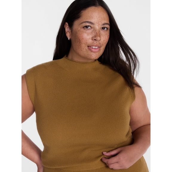 Terra & Sky Women’s Plus Mock Neck Pullover Top and Midi Skirt Set, 2 Piece, Sizes 0X-5X