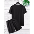 thumbnail image 2 of Conjunto de 2 piezas con estampado de letras para hombre, playera de manga corta con cuello redondo y pantalones cortos con cordón Negro - M Negro - M Xishao ropa, 2 of 2