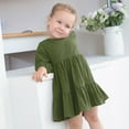 thumbnail image 1 of HBFAGFB Robe pour Bébé Fille, Robe à Manches Longues Col Rond pour Enfants, Robe Décontractée Simple Vert Armée Taille 110, 1 of 4