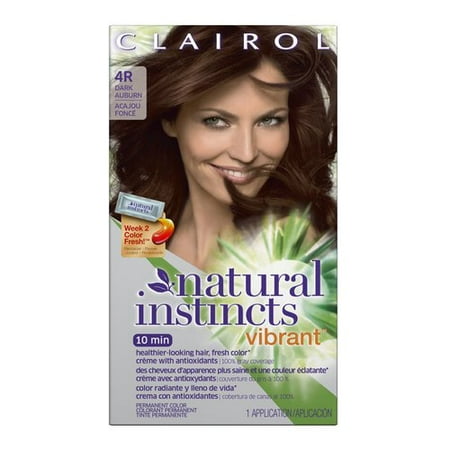 clairol natural instincts vibrant permanent hair color 4r, cherry chestnut, dark auburn 1