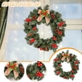 thumbnail image 2 of Harpi 16 Inch Christmas Wreaths for Front Door, Winter Decor Christmas Cones Green Leaves Red Fruit Garland Door Hanging Artificial Red Fruit Garland Decoration, 2 of 9